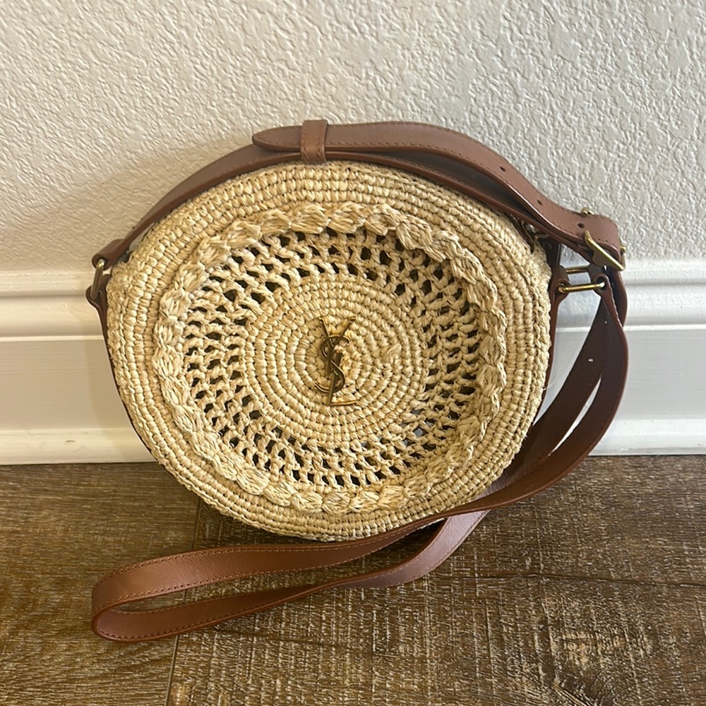 YSL Round Raffia Crossbody Bag